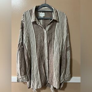 American Eagle Outfitters Striped Button-Down Shirt oversize